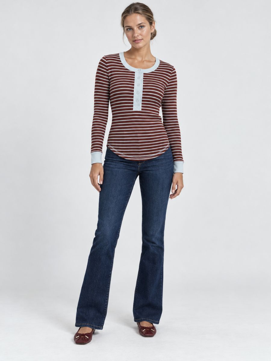 Free Long Sleeve Stripe Knit Top