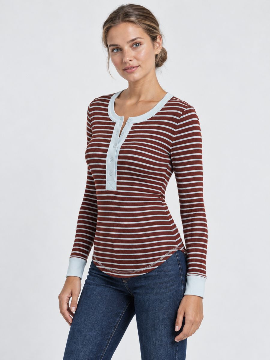 Free Long Sleeve Stripe Knit Top