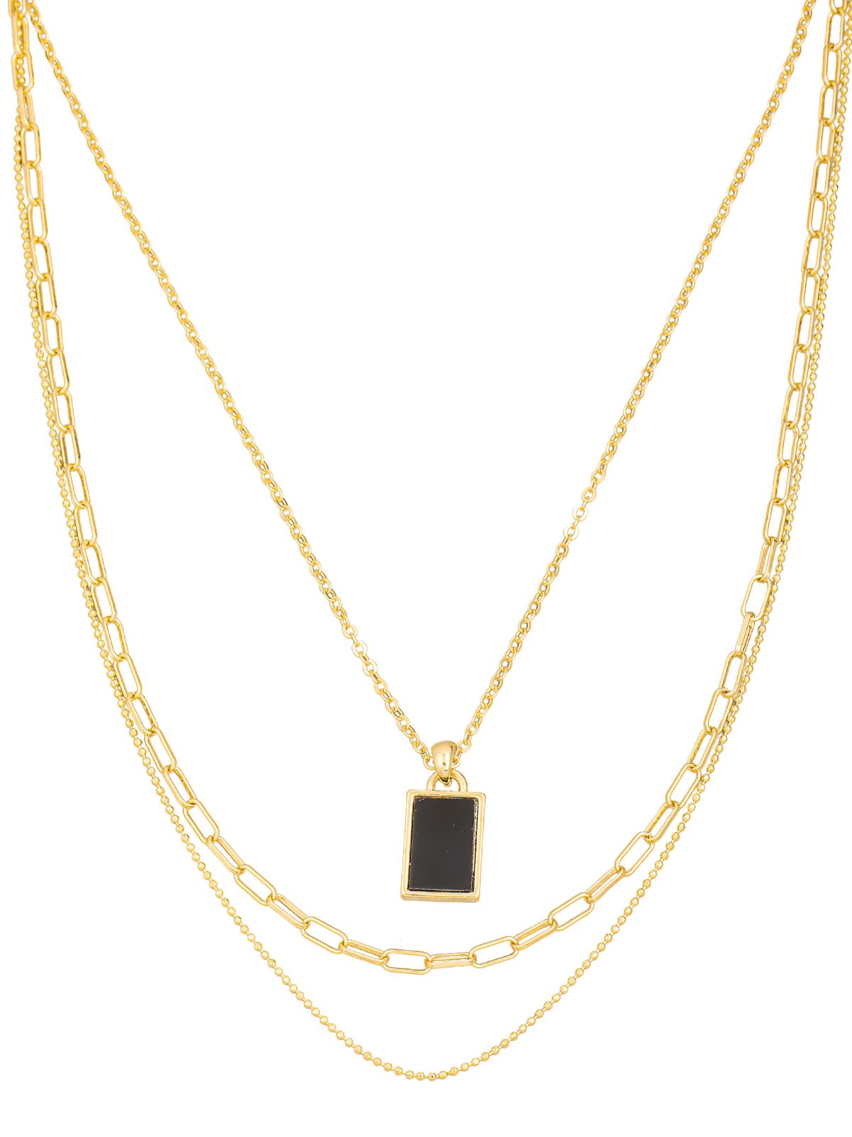 Onyx Square Chain Layer Necklace