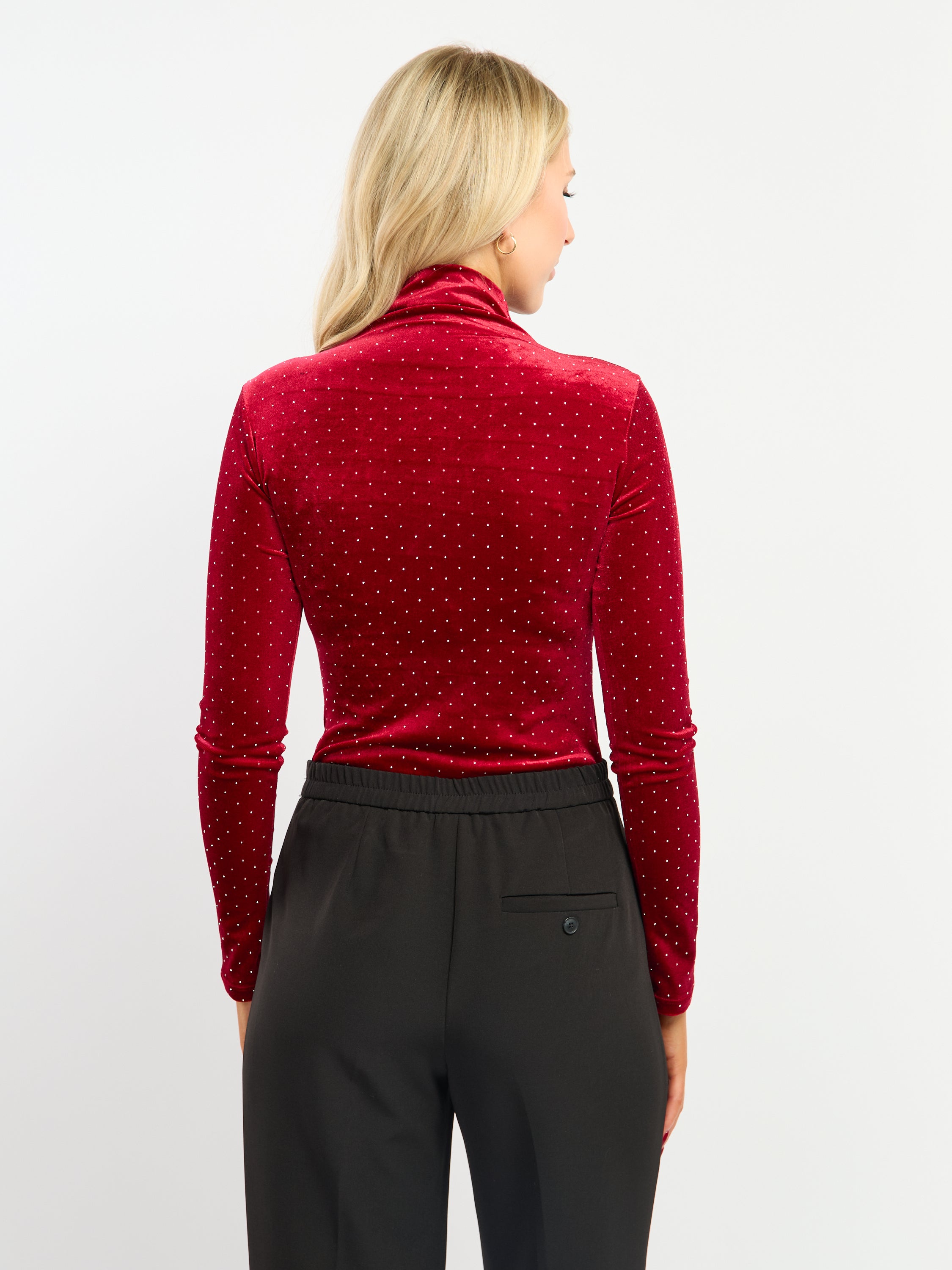 Velvet & Rhinestone Long Sleeve Bodysuit