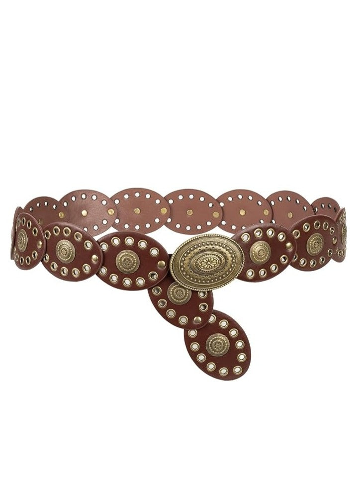 Dakota Oval Disc Leather Belt