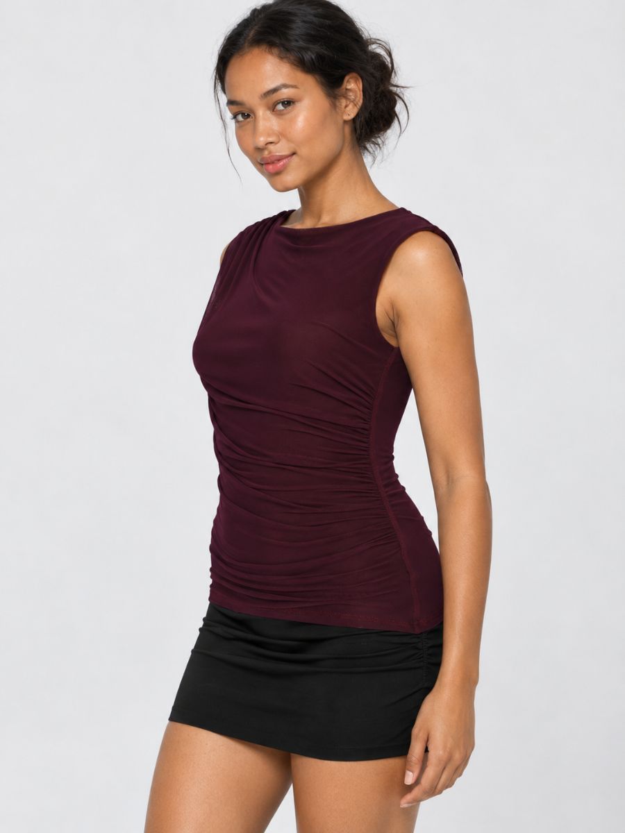 Micah Mesh Solid Sleeveless Top