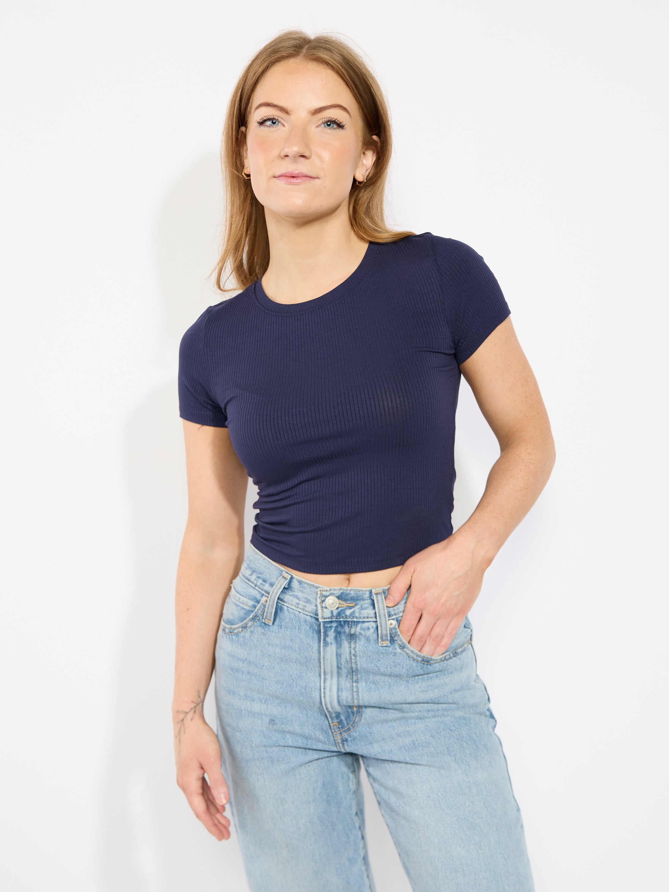 Ribbed Highneck Tee