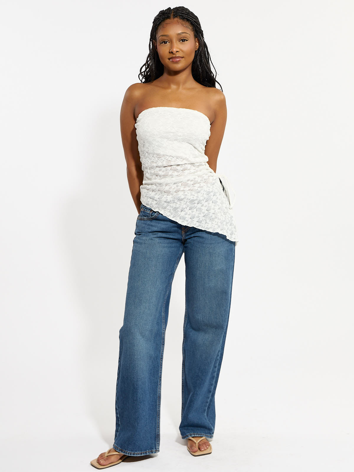 Mia Lace Asymmetrical Strapless Top