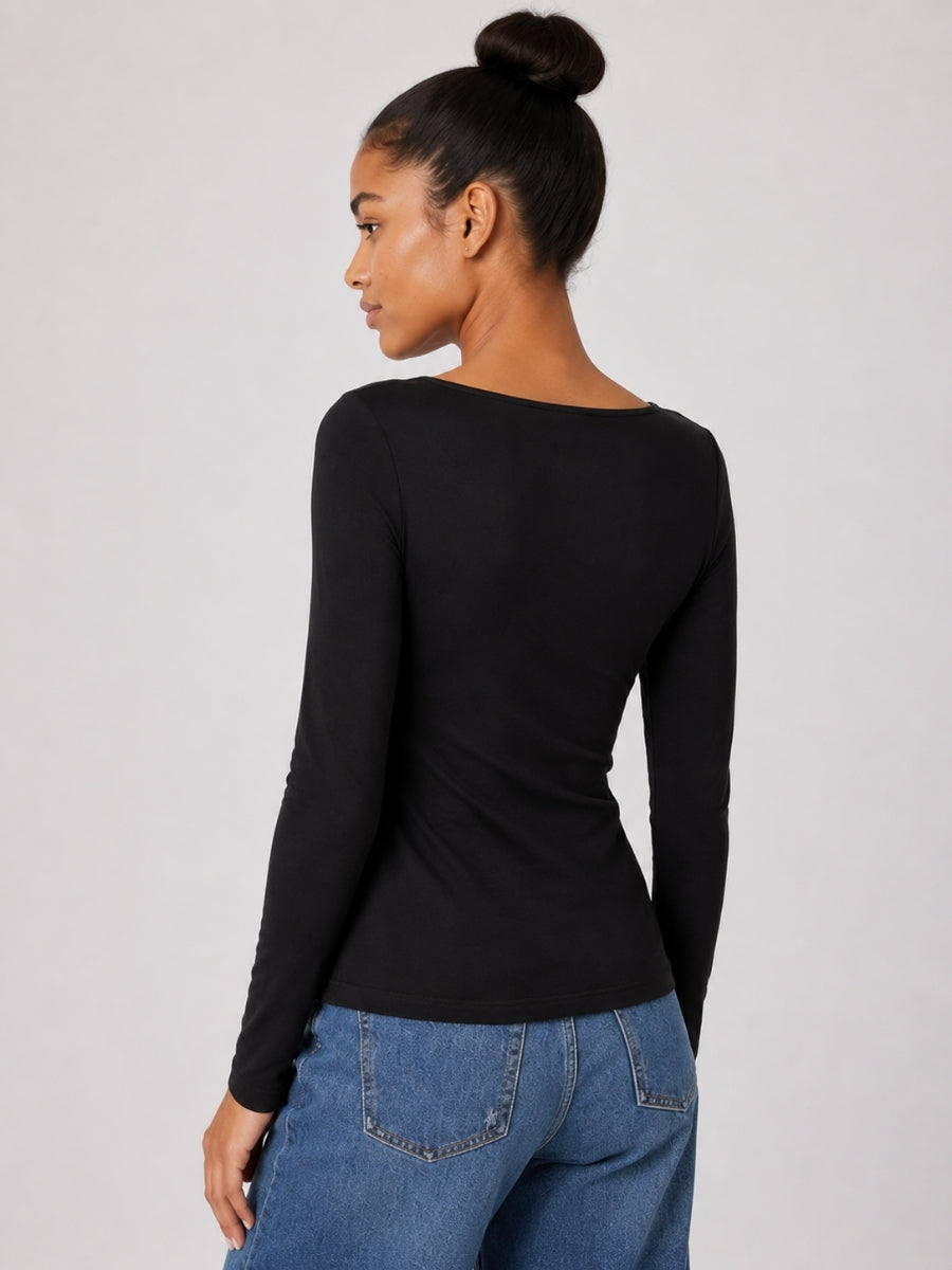 Nikki Boat Neck Long Sleeve Top