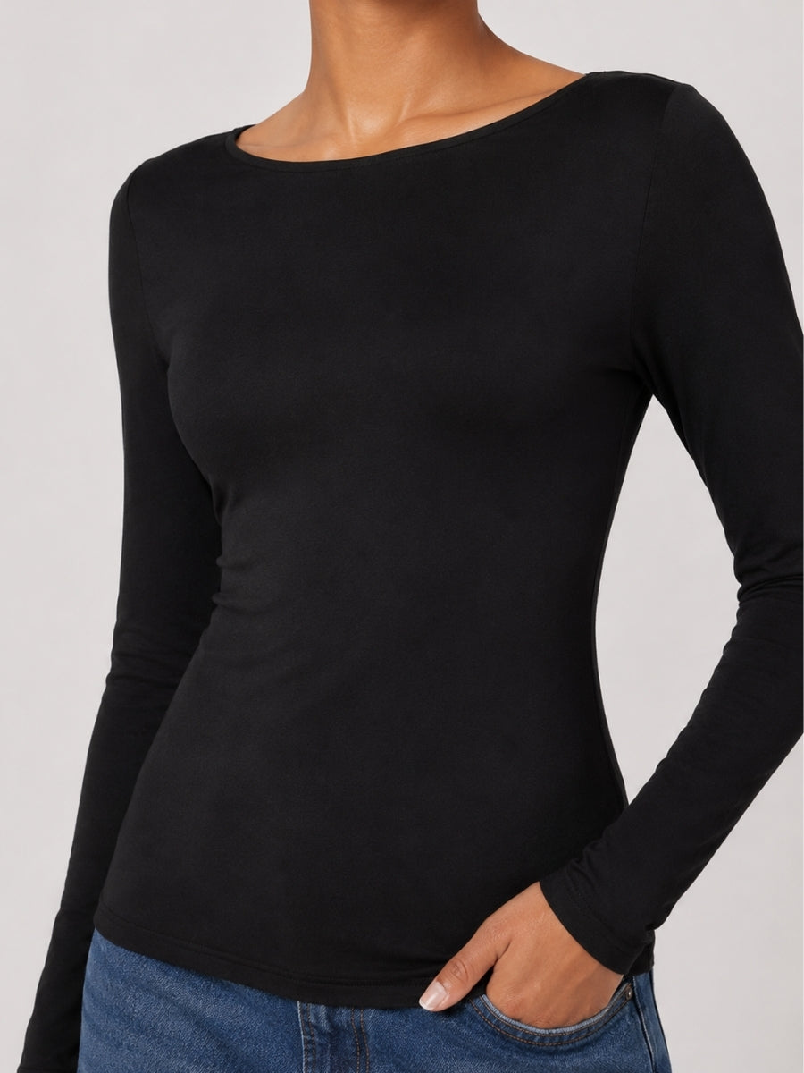 Nikki Boat Neck Long Sleeve Top