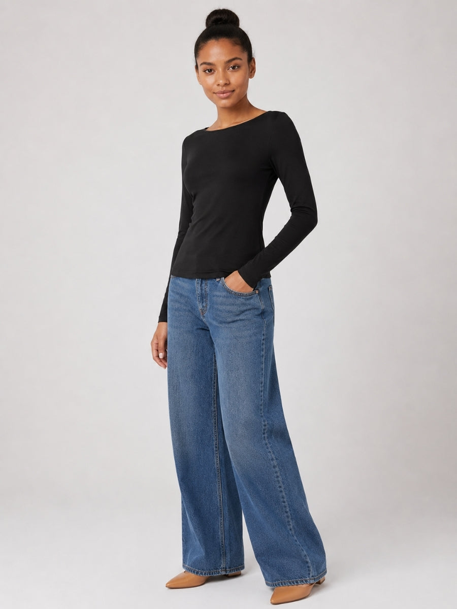 Nikki Boat Neck Long Sleeve Top