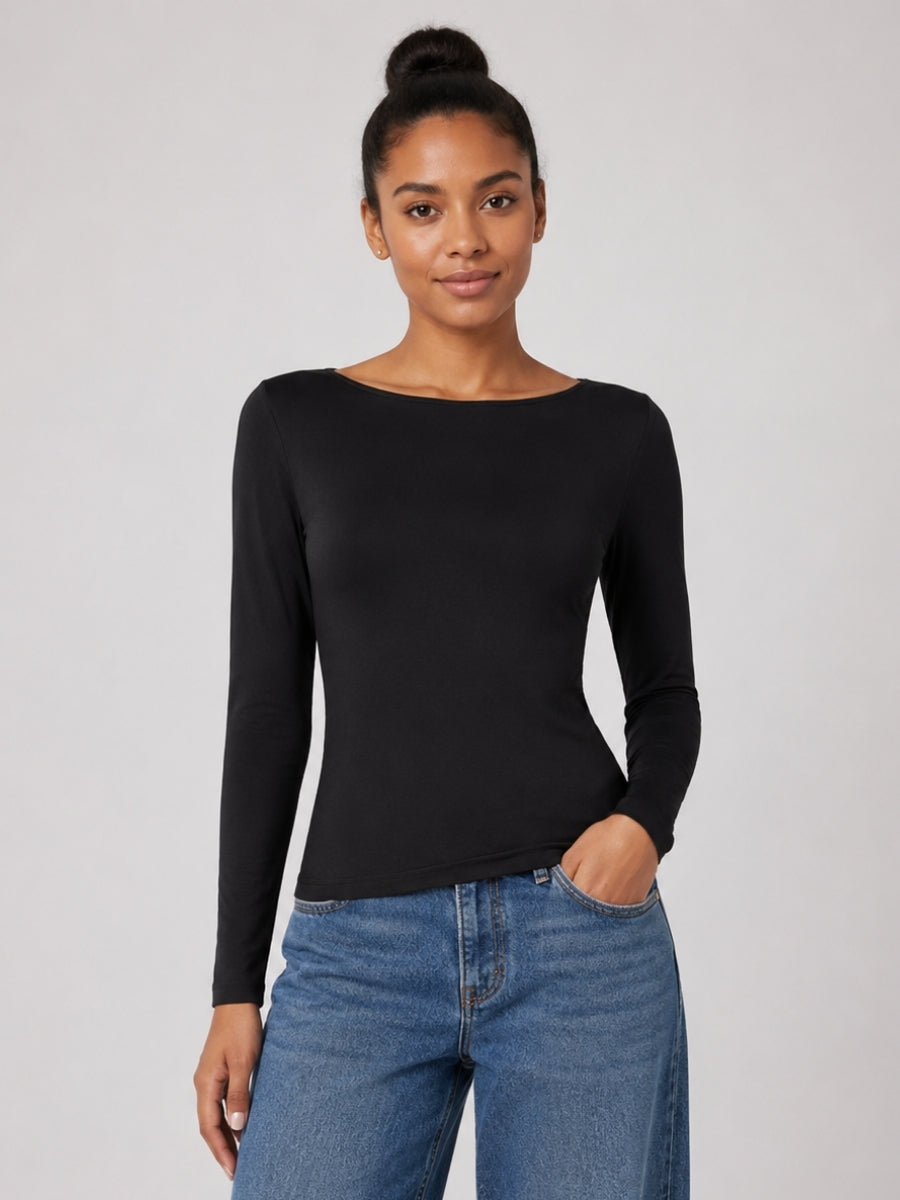 Nikki Boat Neck Long Sleeve Top