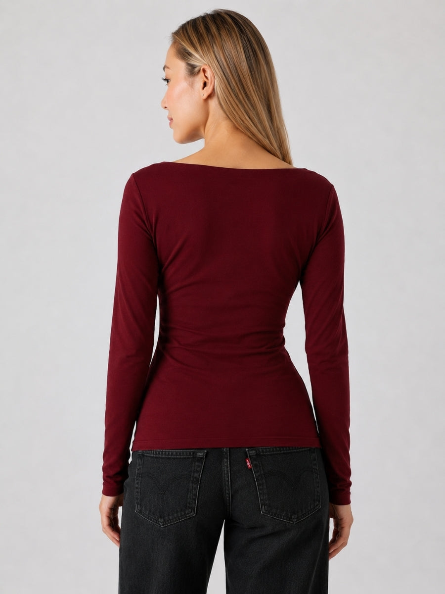 Nikki Boat Neck Long Sleeve Top
