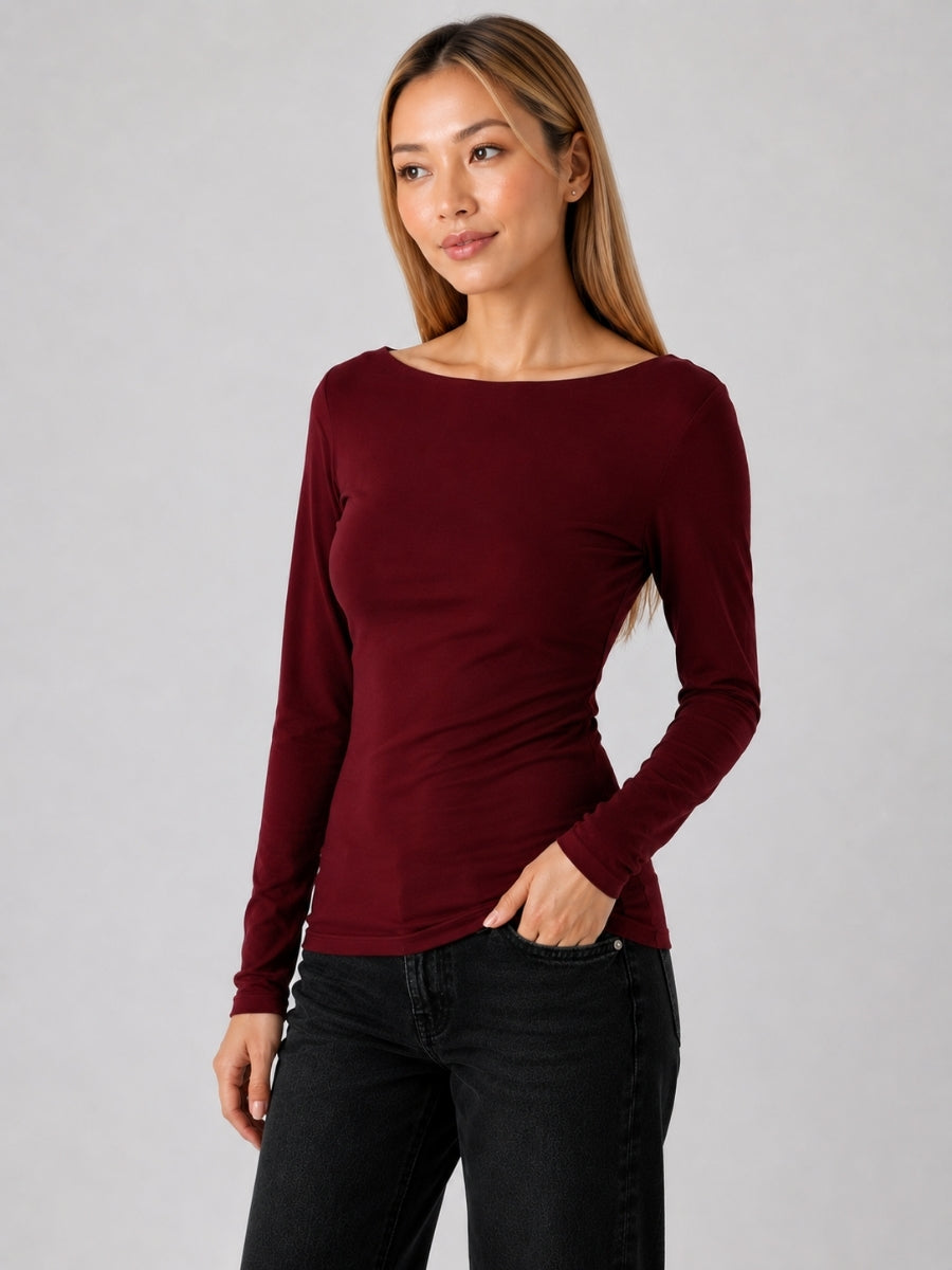 Nikki Boat Neck Long Sleeve Top