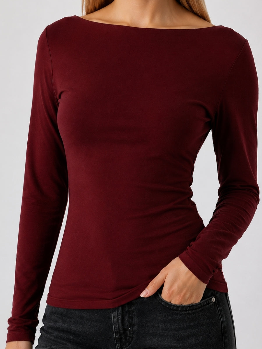 Nikki Boat Neck Long Sleeve Top