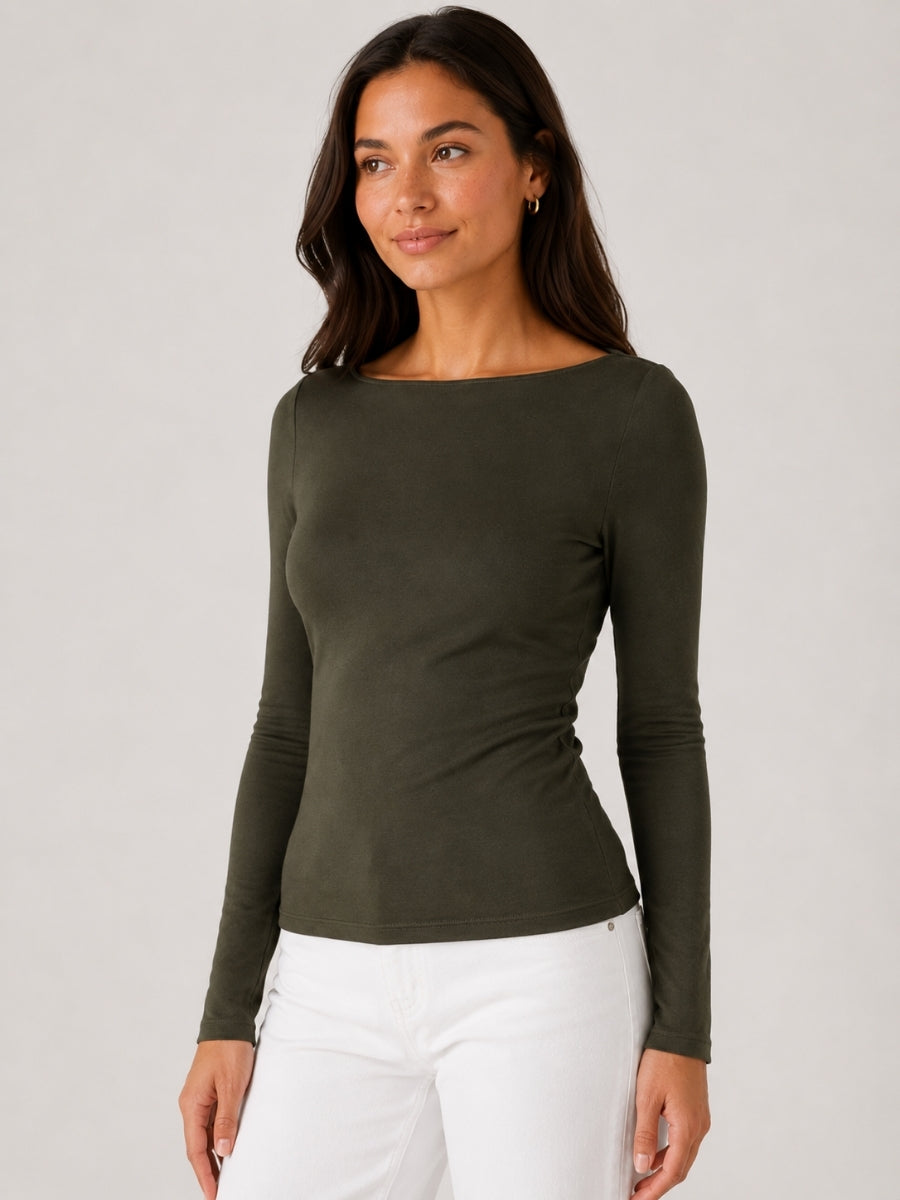 Nikki Boat Neck Long Sleeve Top