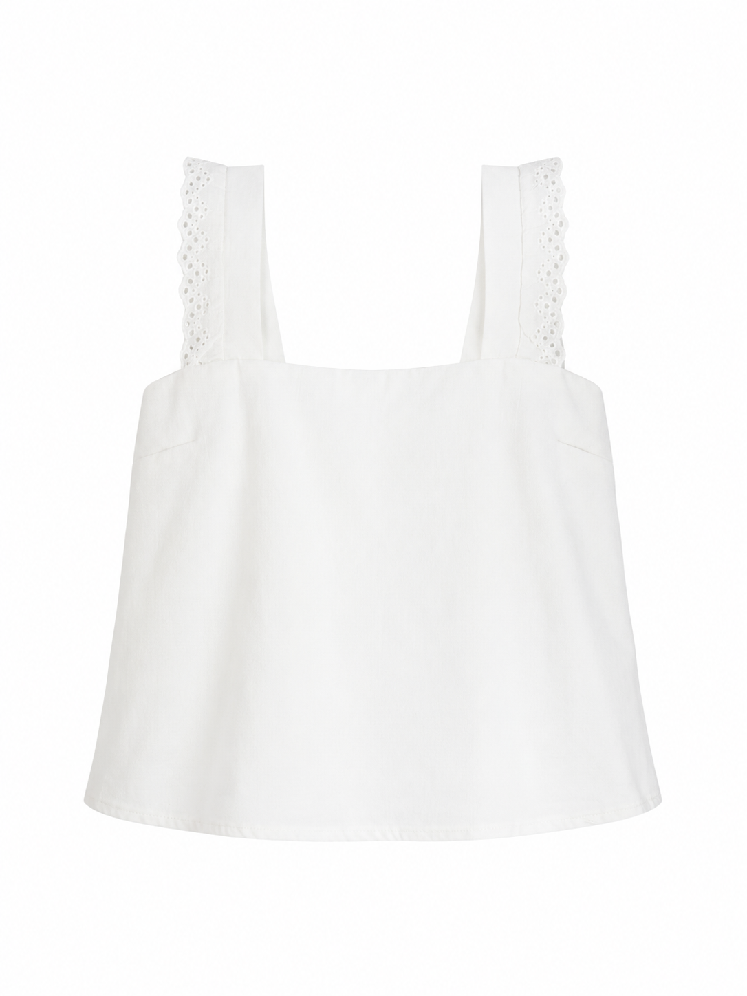 Linen Sleeveless Cropped Lace Trim Top