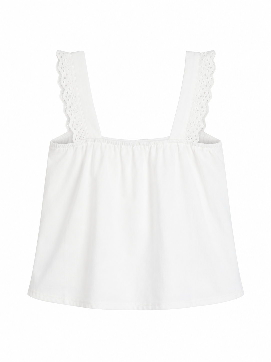 Linen Sleeveless Cropped Lace Trim Top