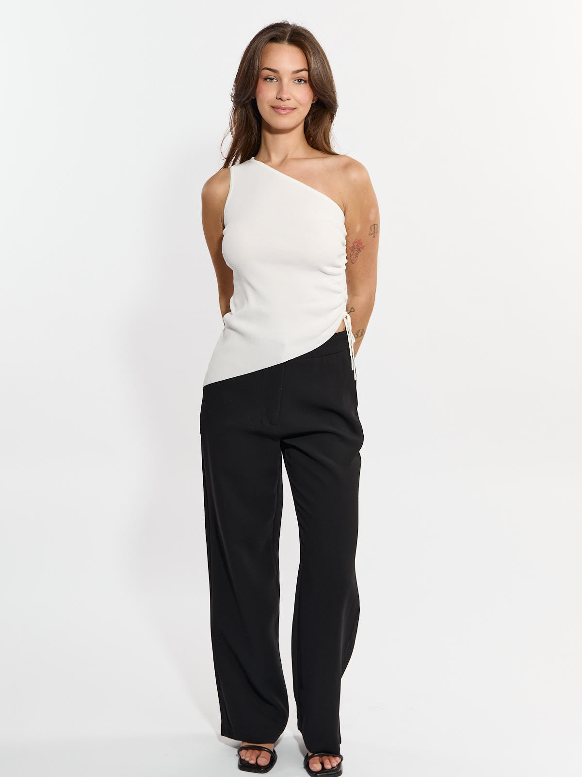 Jori One-Shoulder Tie Asymmetrical Knit Top