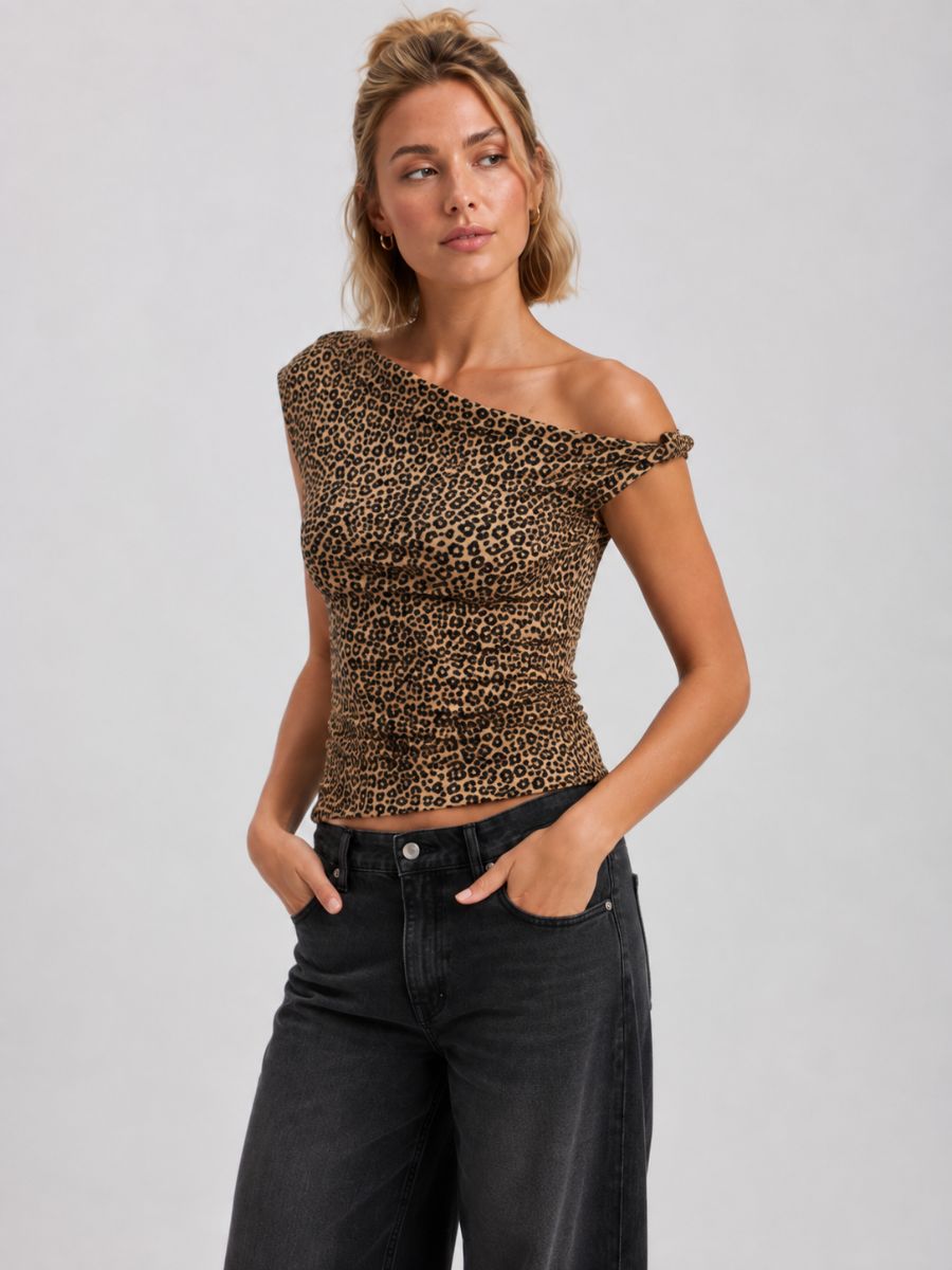 Vie Leopard Twist Sleeveless Top