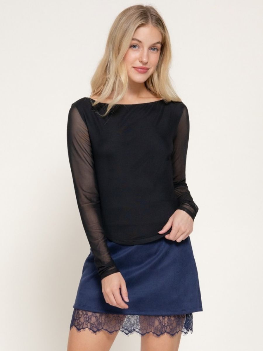 Carrie Long Sleeve Mesh Top