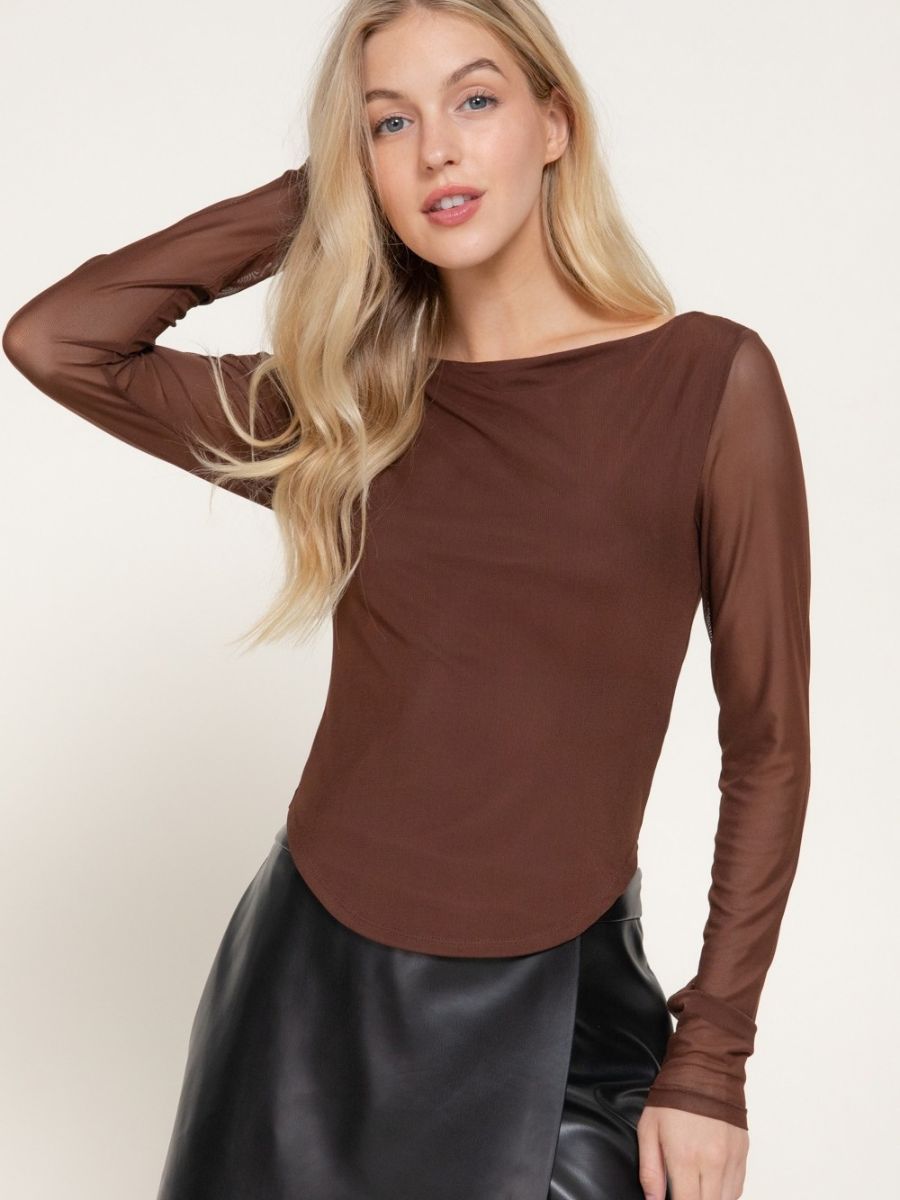 Carrie Long Sleeve Mesh Top