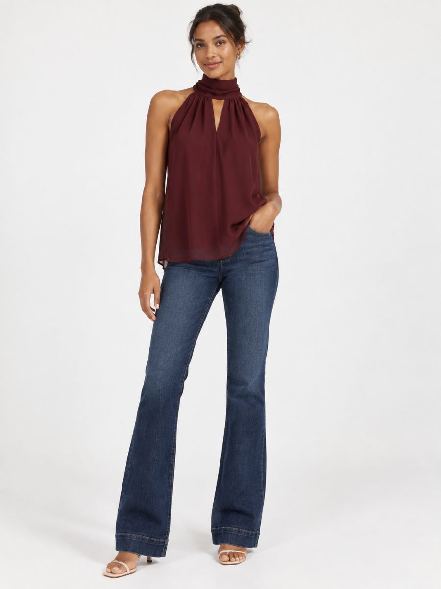 Anne High Neck Chiffon Blouse