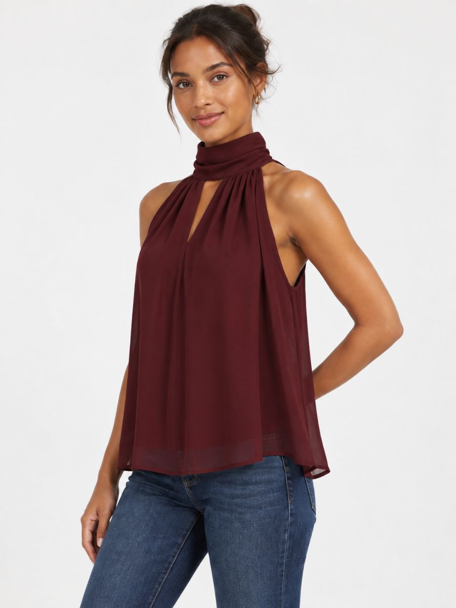 Anne High Neck Chiffon Blouse