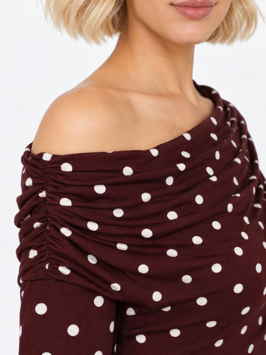 Dolly Polka-Dot Asymmetrical Knit Top