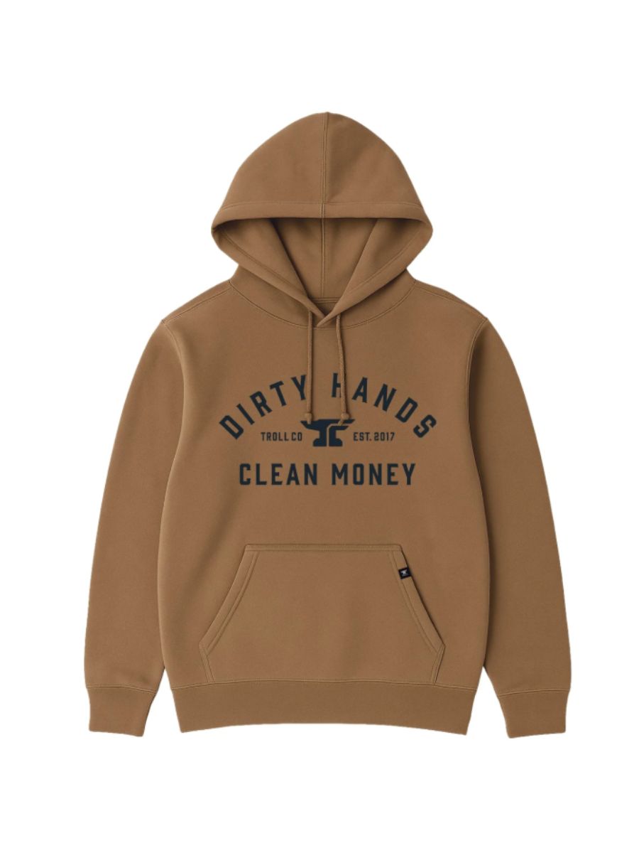 Troll Co. Dirty Hands Clean Money Classic Tan Hoodie