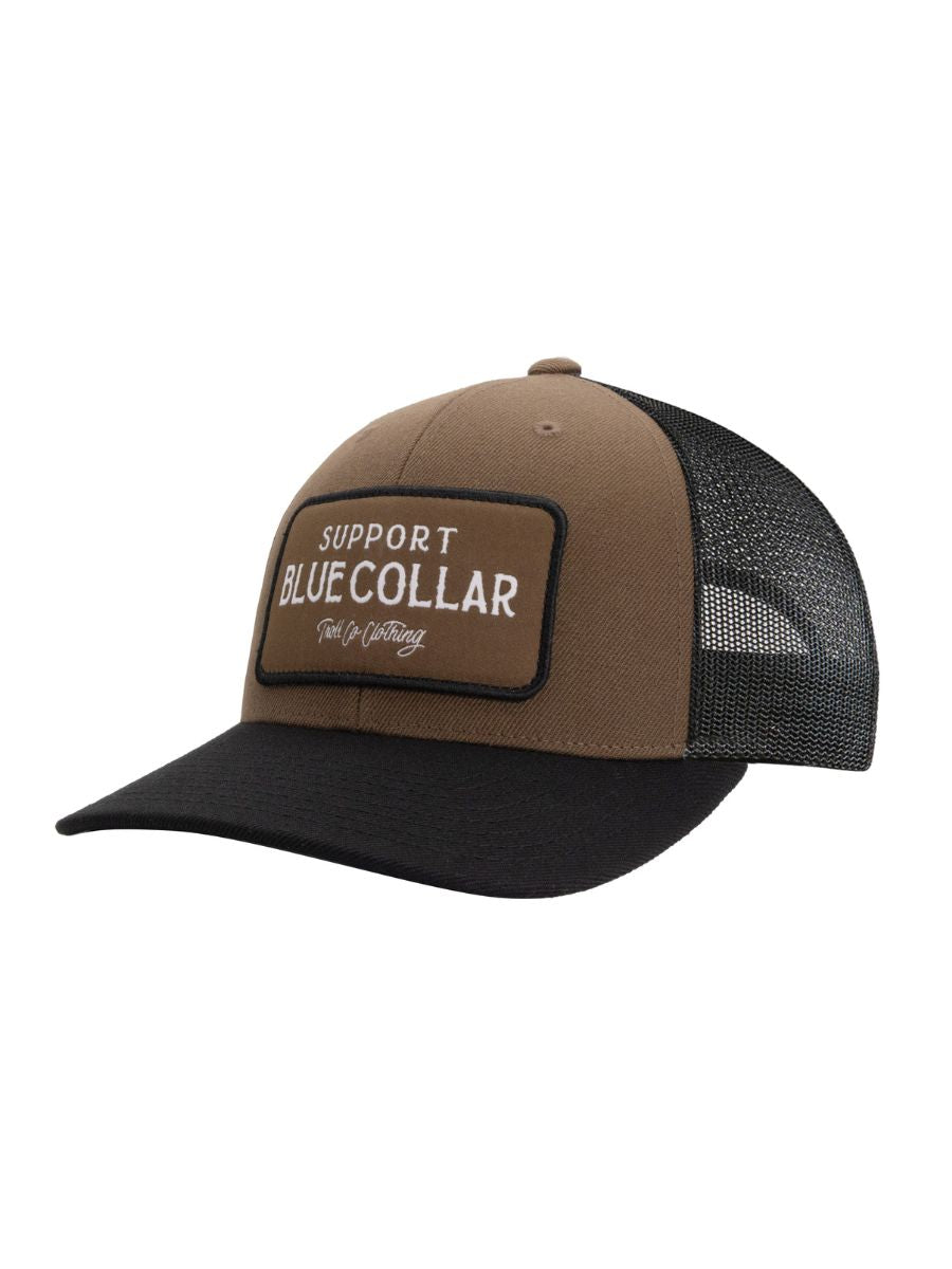 Troll Co. Support Blue Collar Barricade Brown Curved Brim Hat