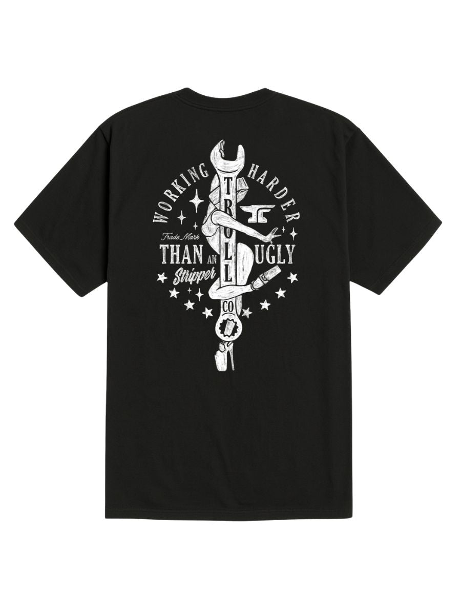 Troll Co. Working Wrench Stripper Graphic Black Tee