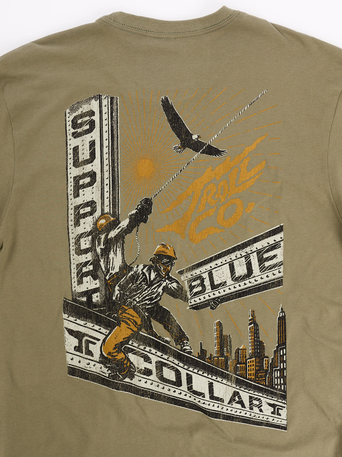 Troll Co. Support Blue Collar Skyline Olive Tee