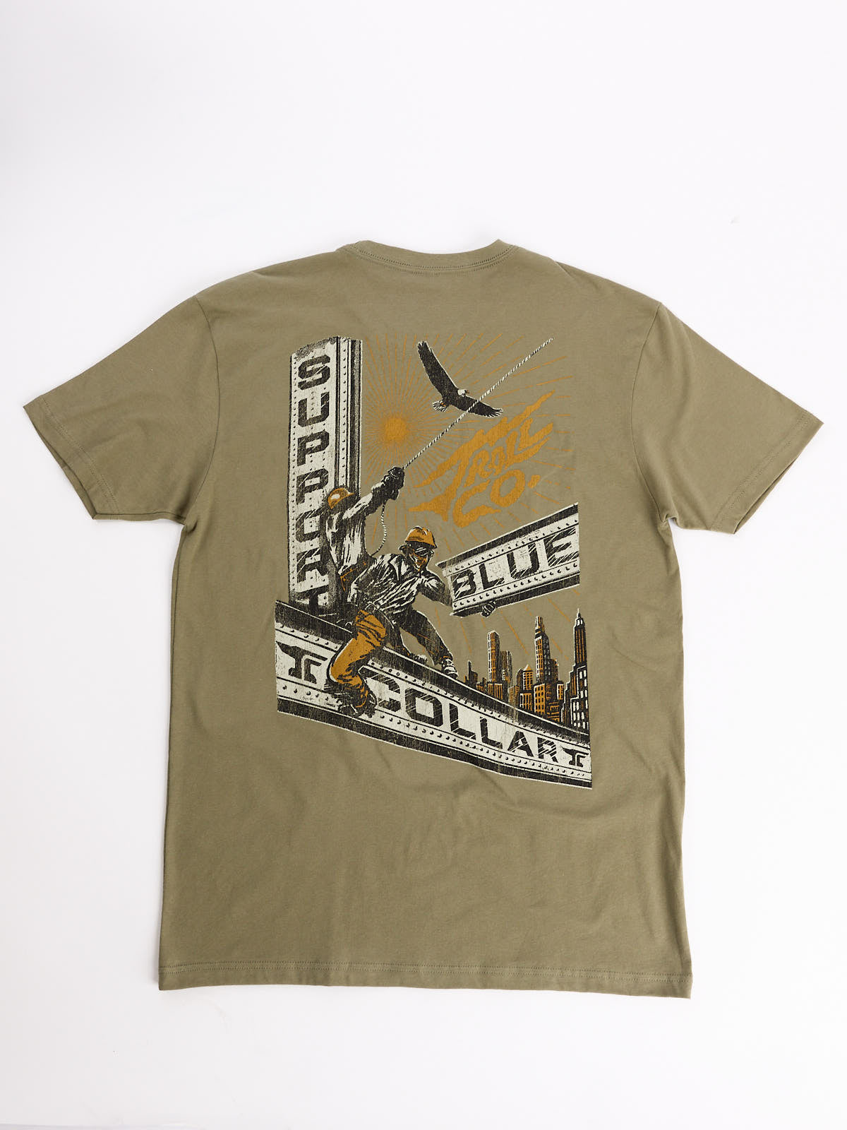 Troll Co. Support Blue Collar Skyline Olive Tee