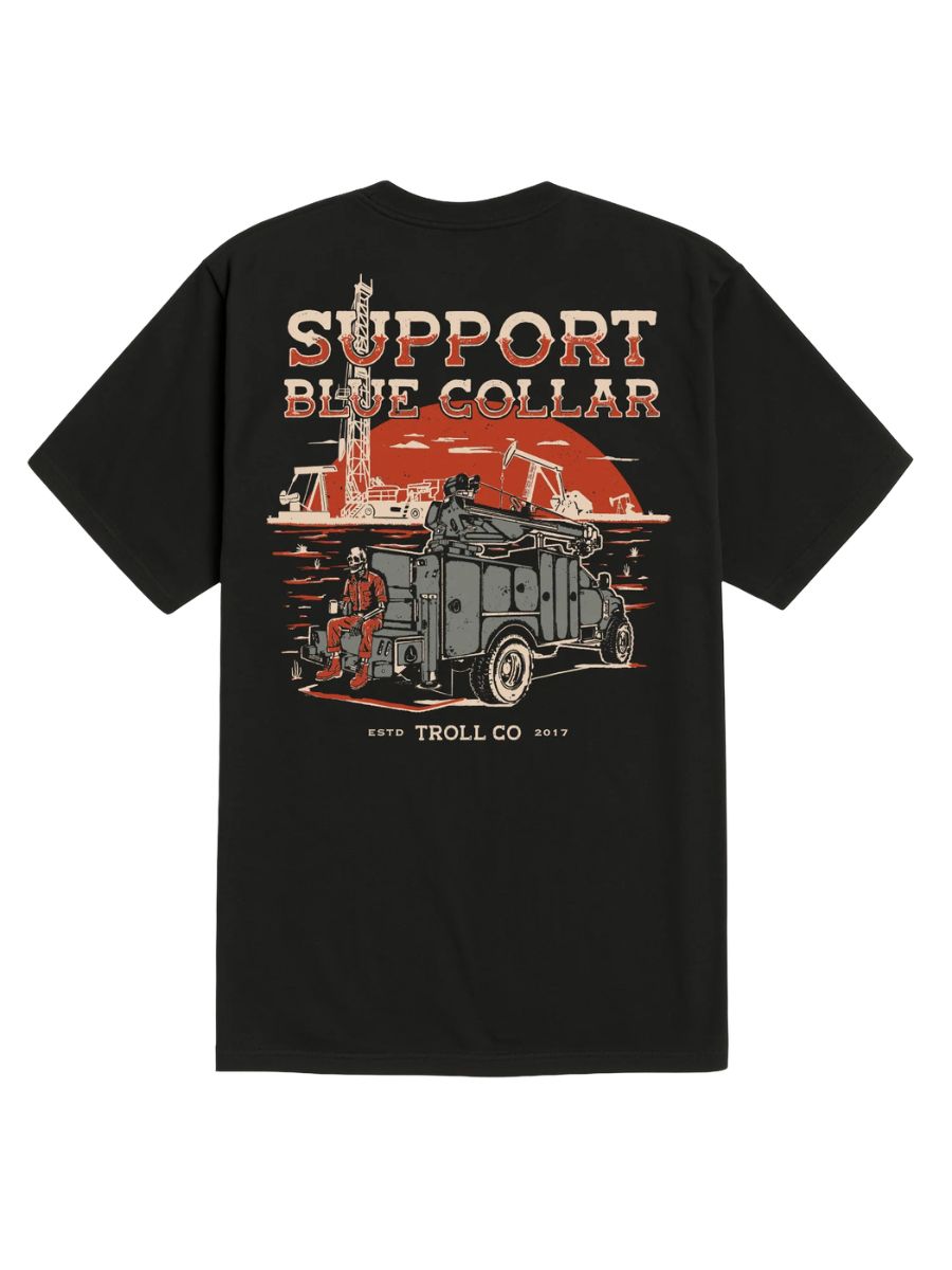 Troll Co. Support Blue Collar Oil Rig Tee