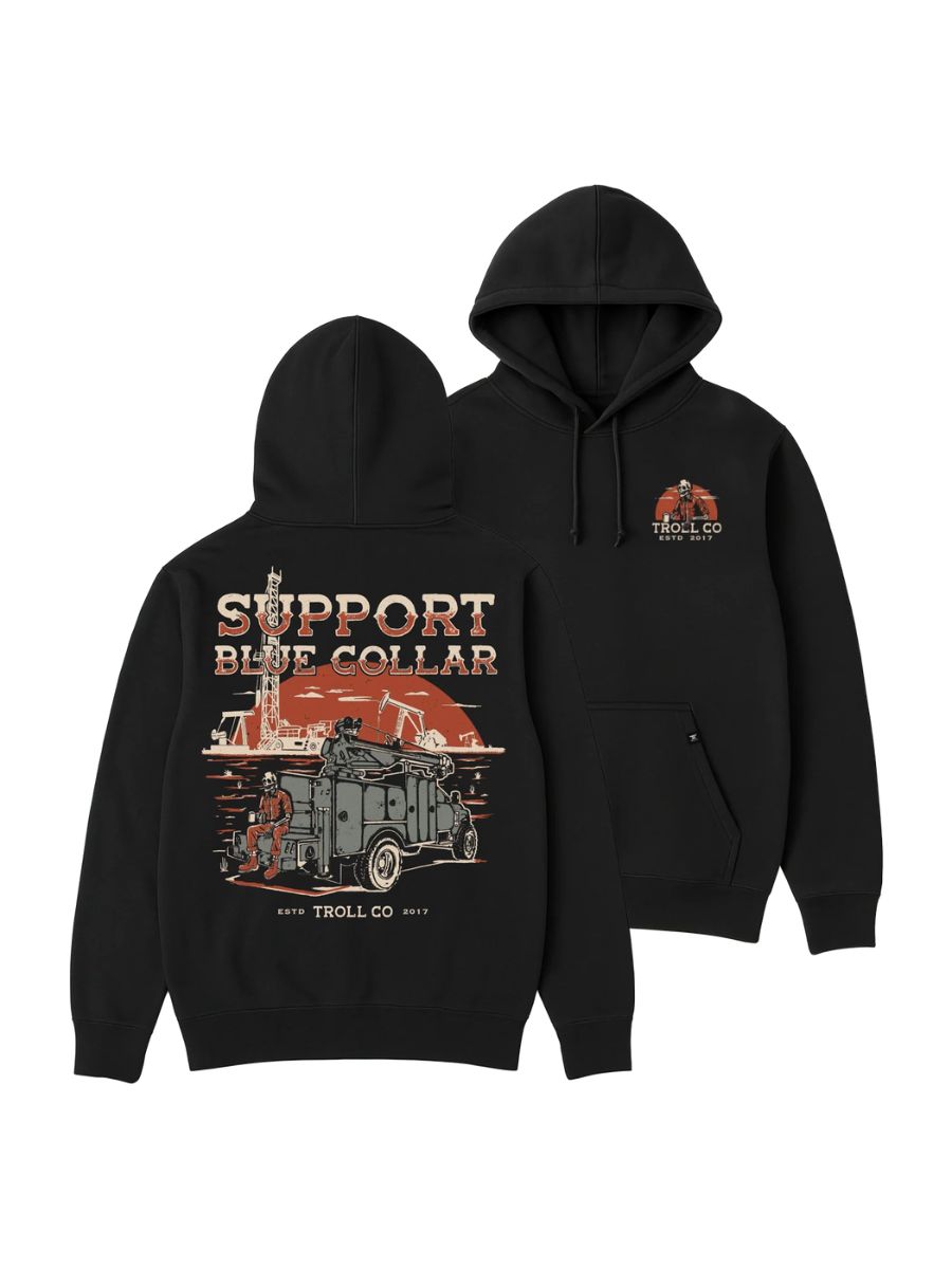 Troll Co. Support Blue Collar Oil Rig Hoodie