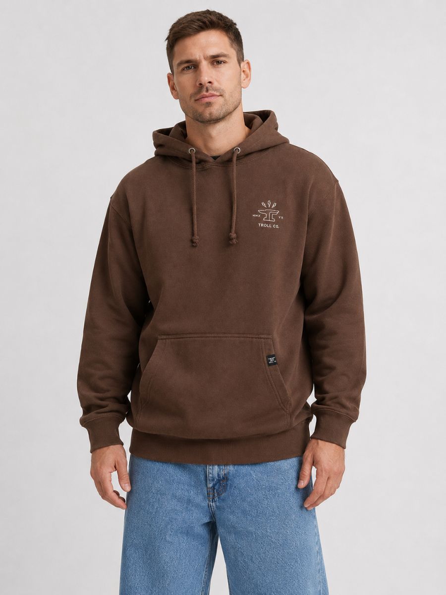 Troll Co. Twisting Wrenches Brown Heather Hoodie