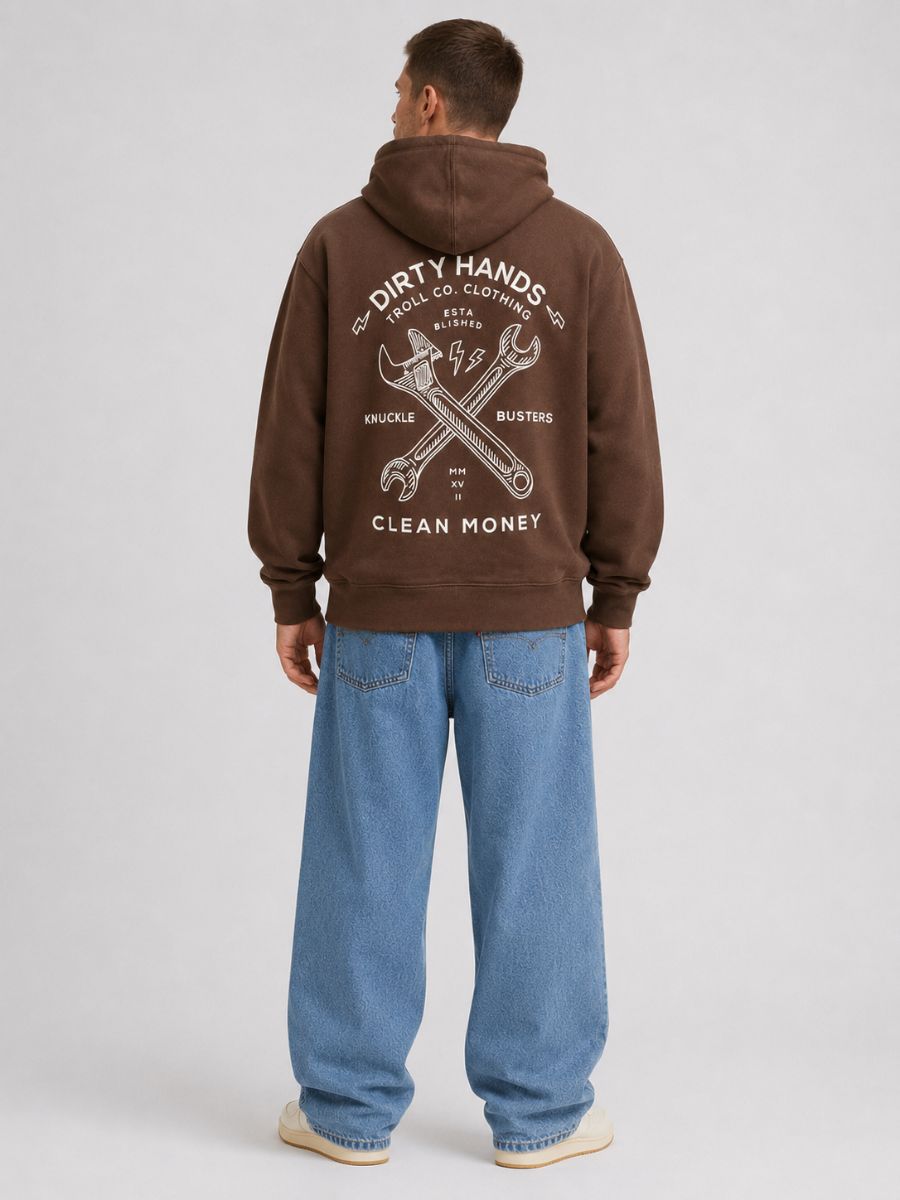 Troll Co. Twisting Wrenches Brown Heather Hoodie