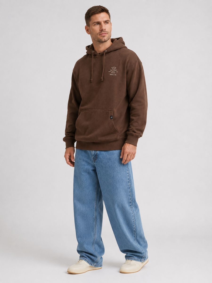 Troll Co. Twisting Wrenches Brown Heather Hoodie