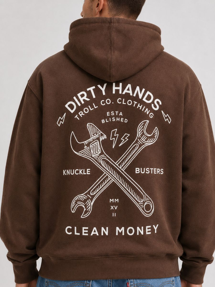 Troll Co. Twisting Wrenches Brown Heather Hoodie