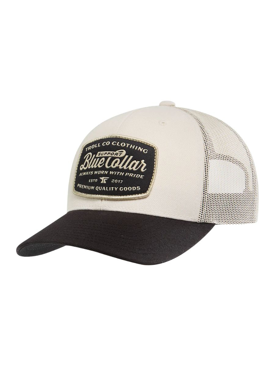 Troll Co. Support Blue Collar Worn Proud Trucker Hat