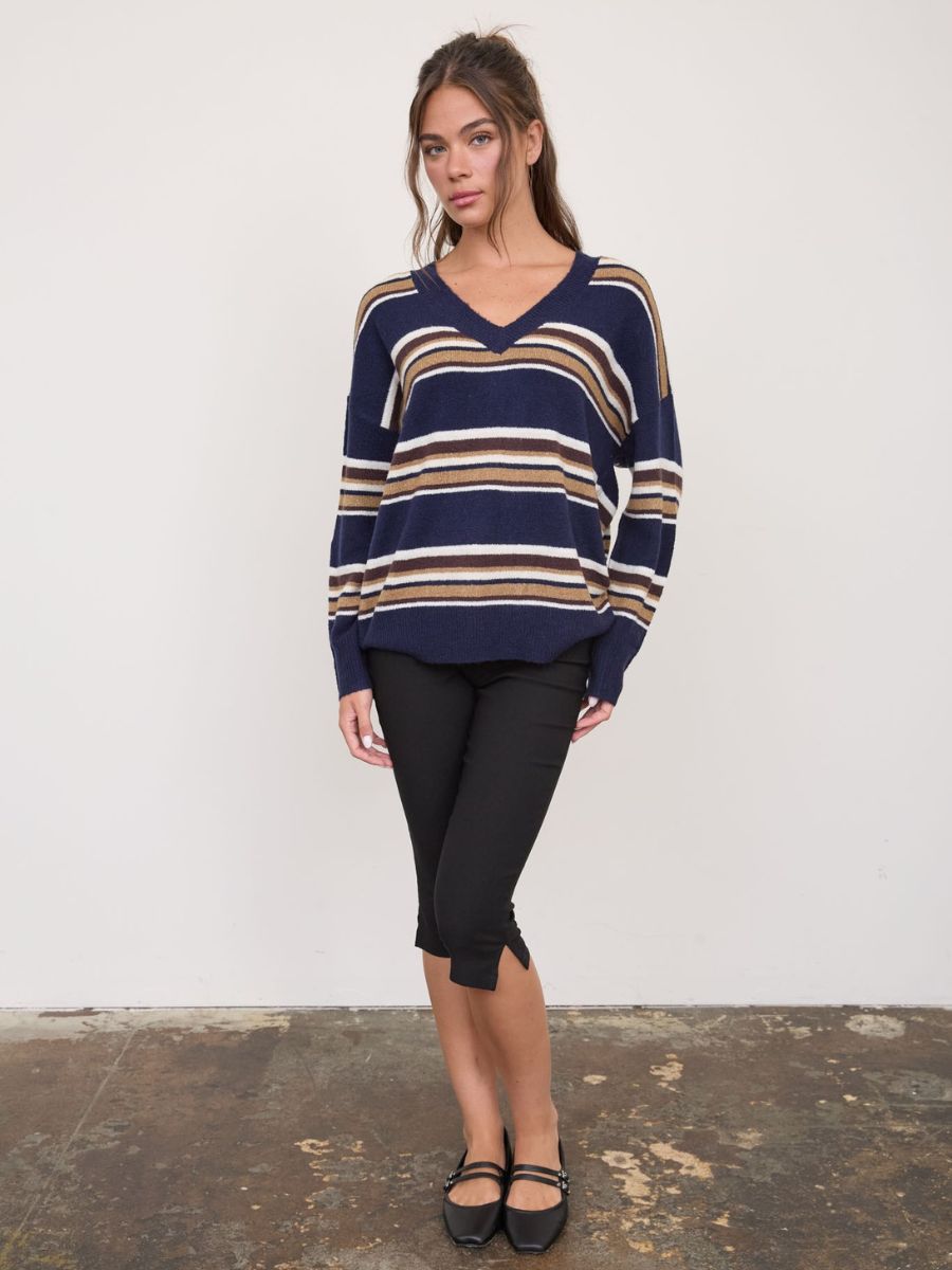 Cedar Stripe V-Neck Sweater