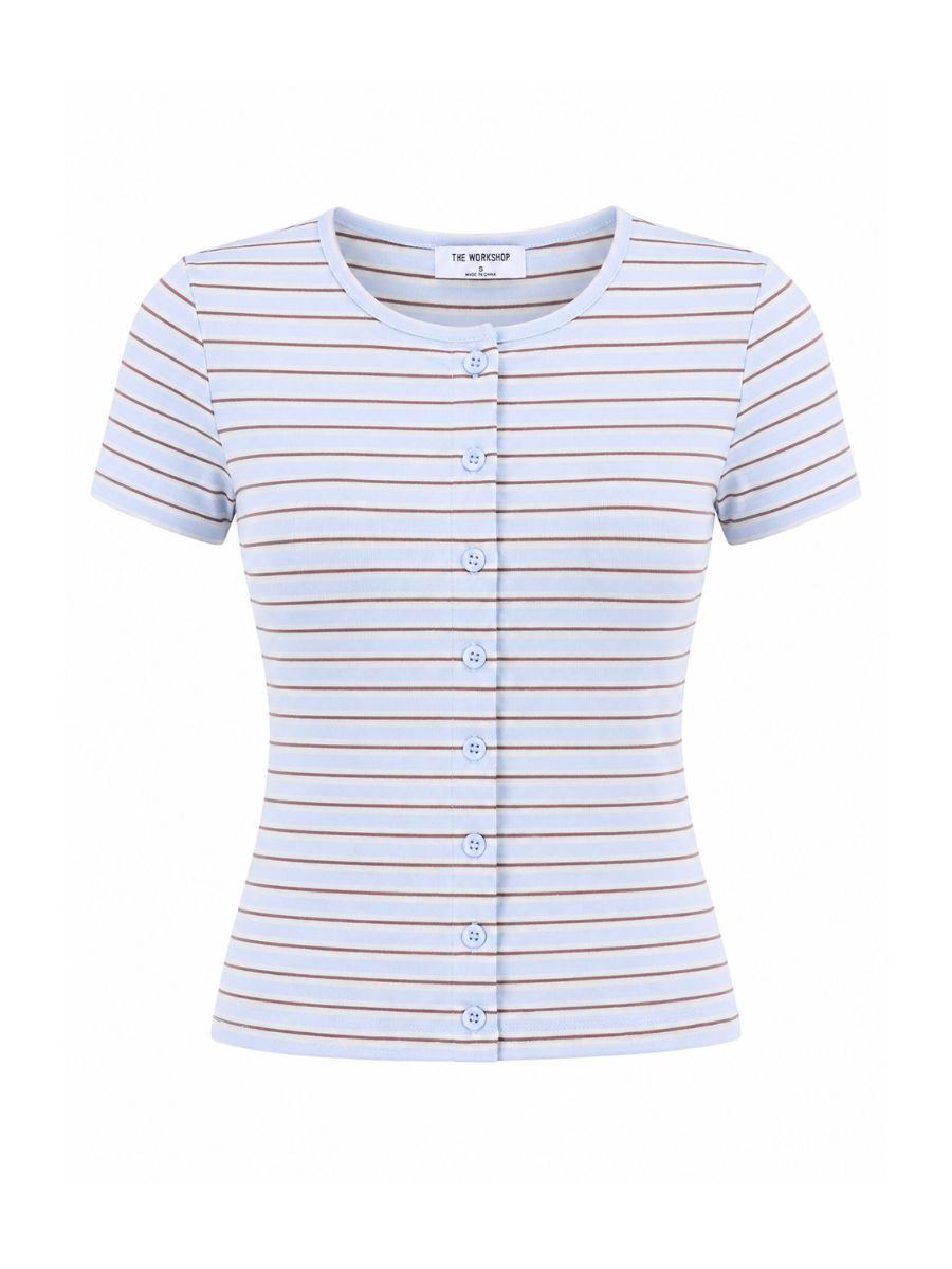 Summer Stripe Short Sleeve Button Down Shirt