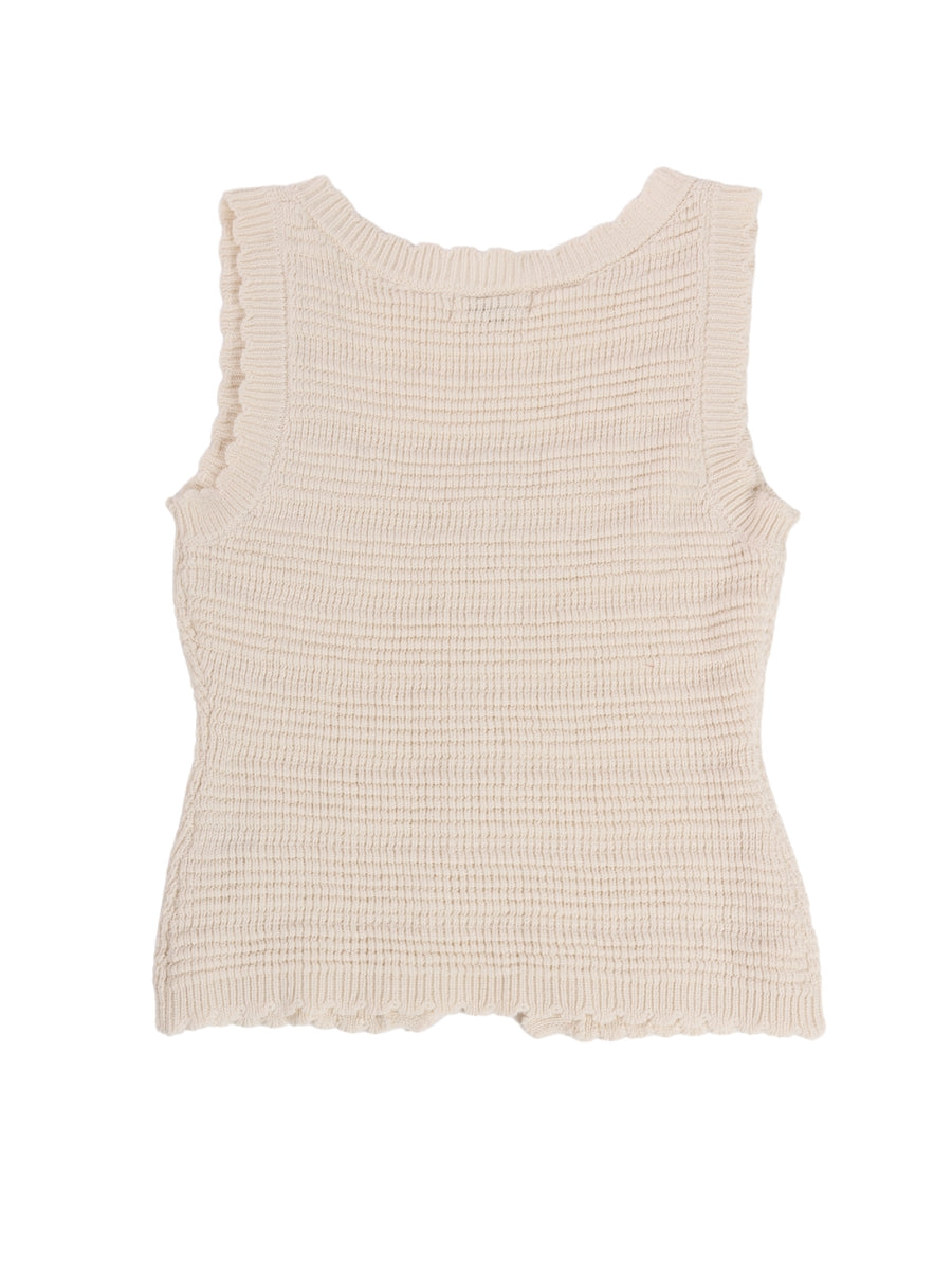 Waverly Sleeveless Crochet Button Top