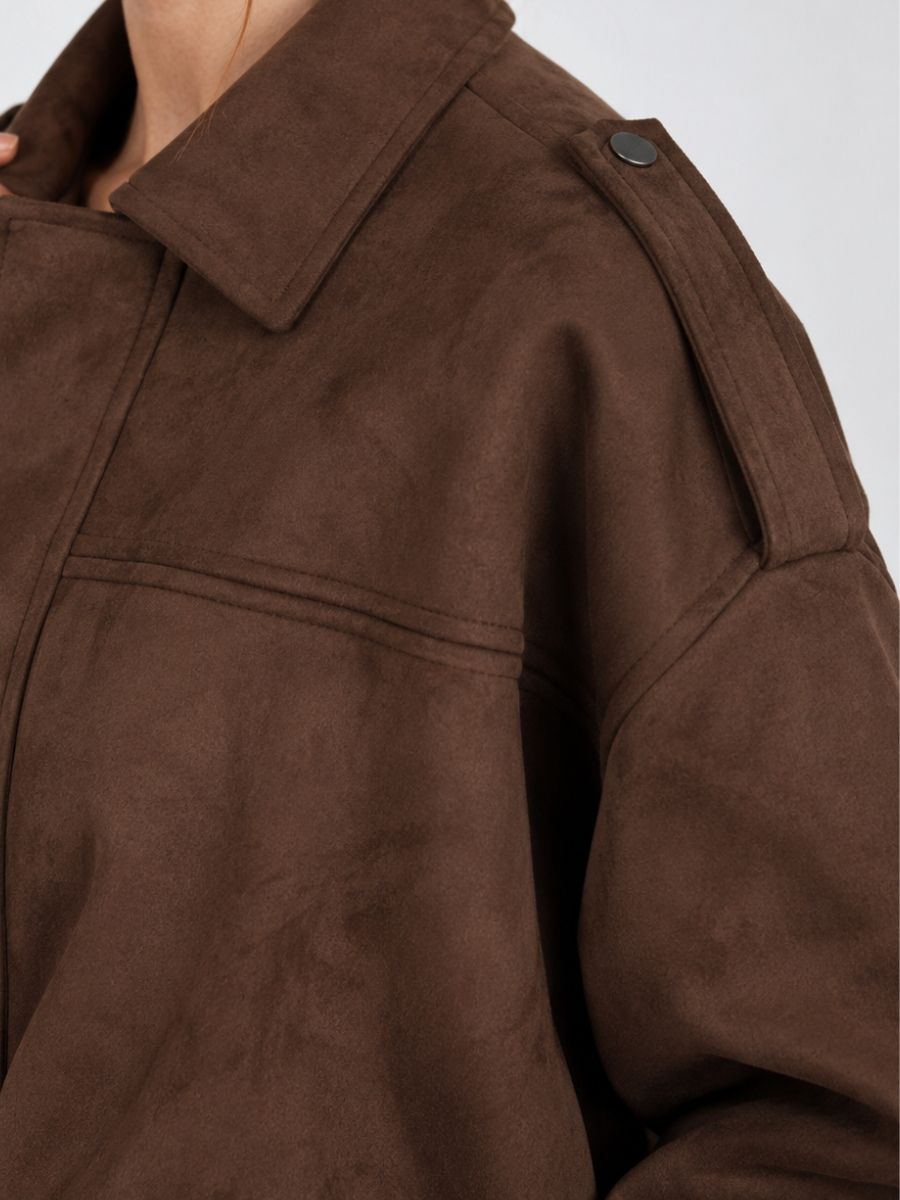 Suede Collar Zip-Up Jacket