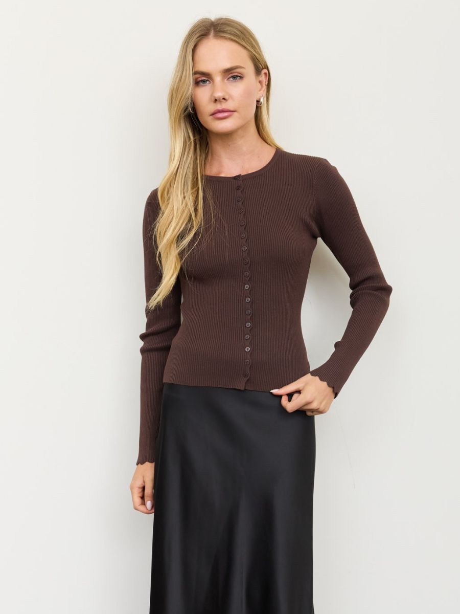 Sara Scalloped Button Cardigan