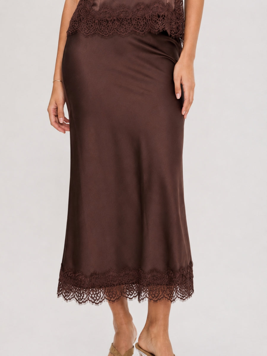 Emma Satin Lace Skirt