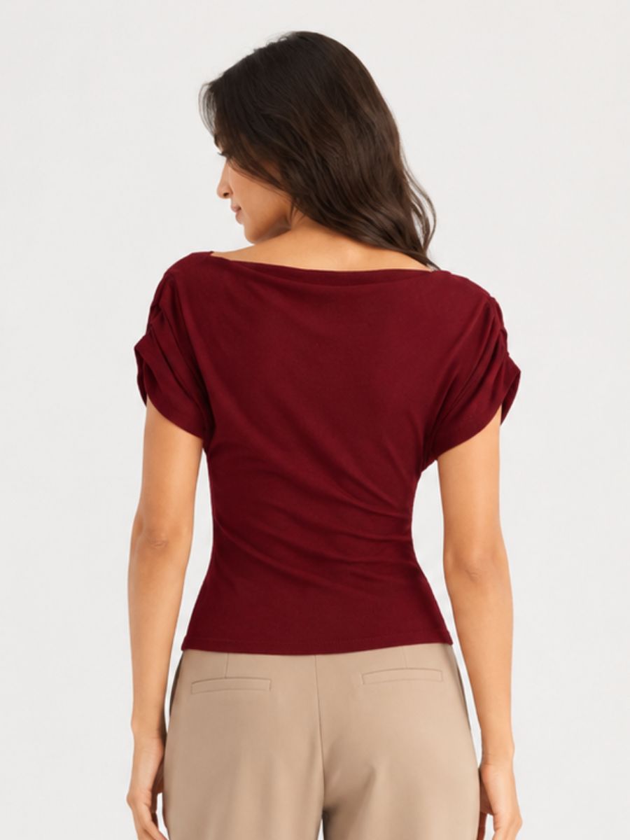 Frame Short Sleeve Cinch Knit Top
