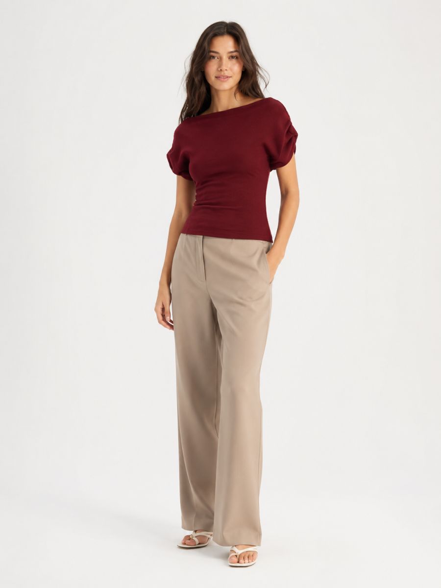 Frame Short Sleeve Cinch Knit Top