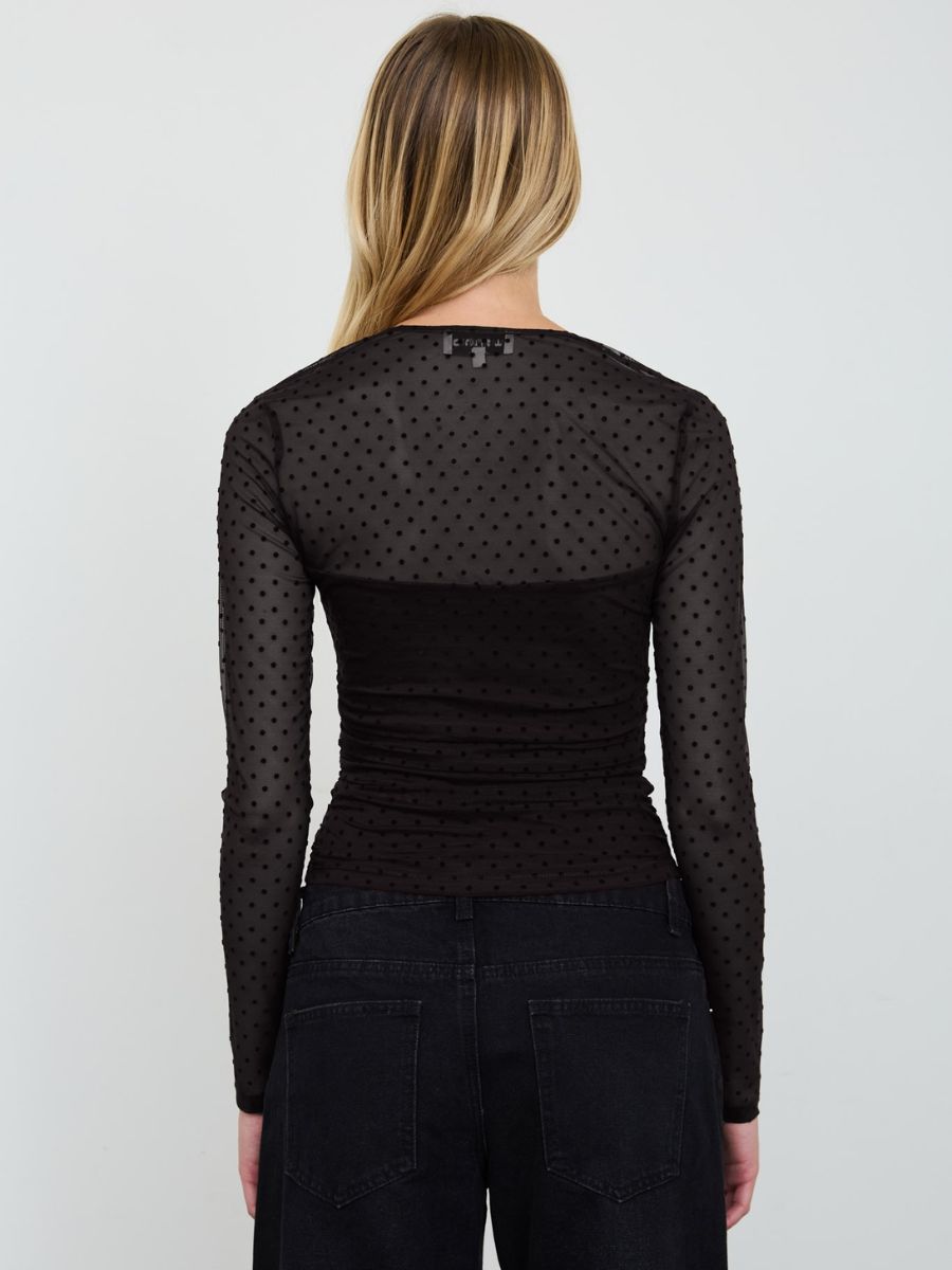 Cleo Polka-Dot Square Neck Top