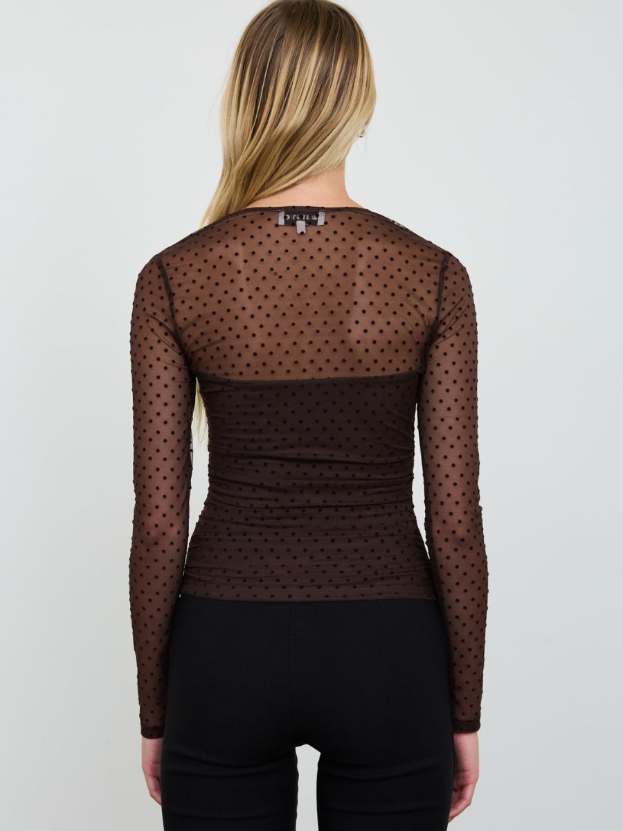 Cleo Polka-Dot Square Neck Top