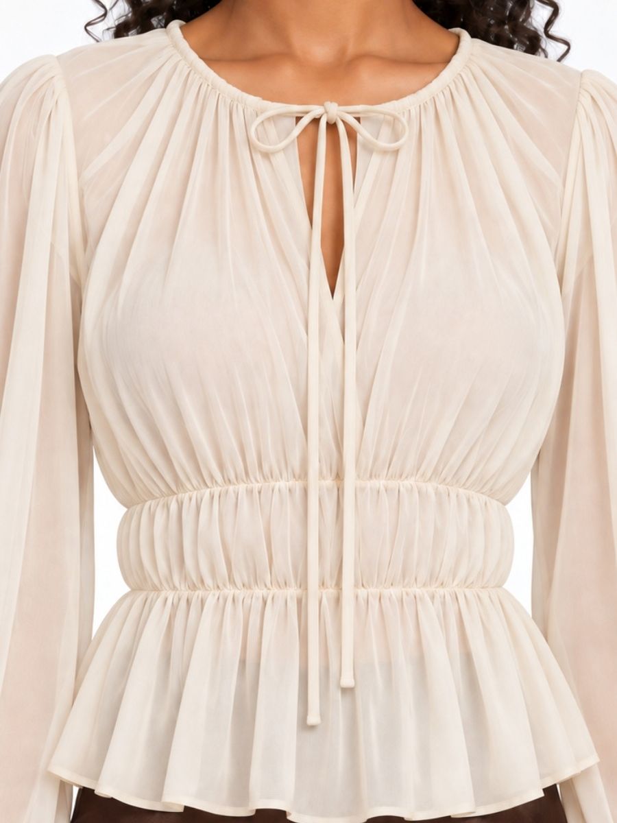 Suki Long Sleeve Tie Blouse