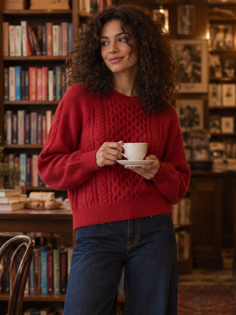 Levi’s Jolie Wool Blend Cable Knit Red Sweater