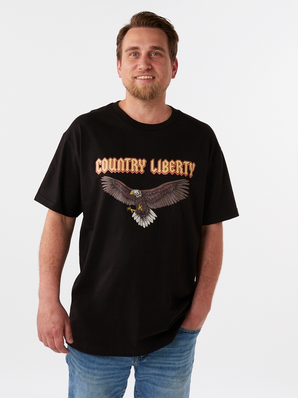 Country Liberty Eagle Tee, BLACK,  [category]